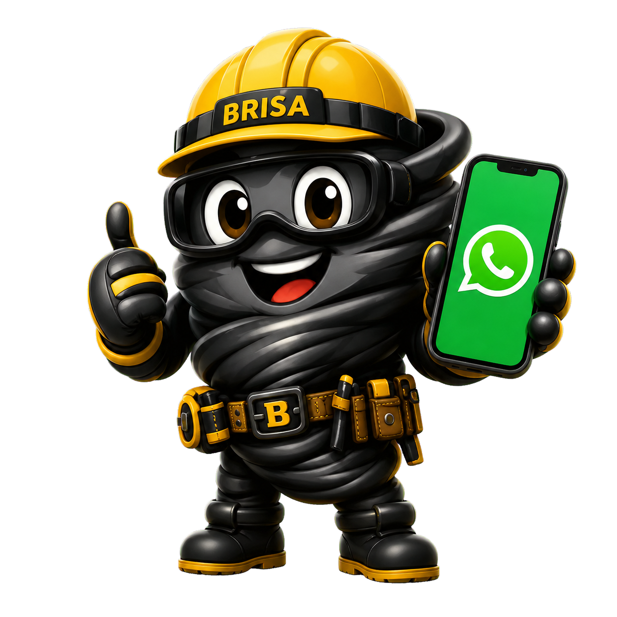 Brisito segurando um celular com WhatsApp